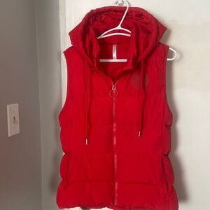 Fabletics Red puffer vest with hood
